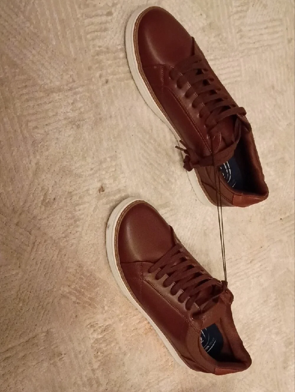 Nautica Brown Leather Low-Top Sneakers